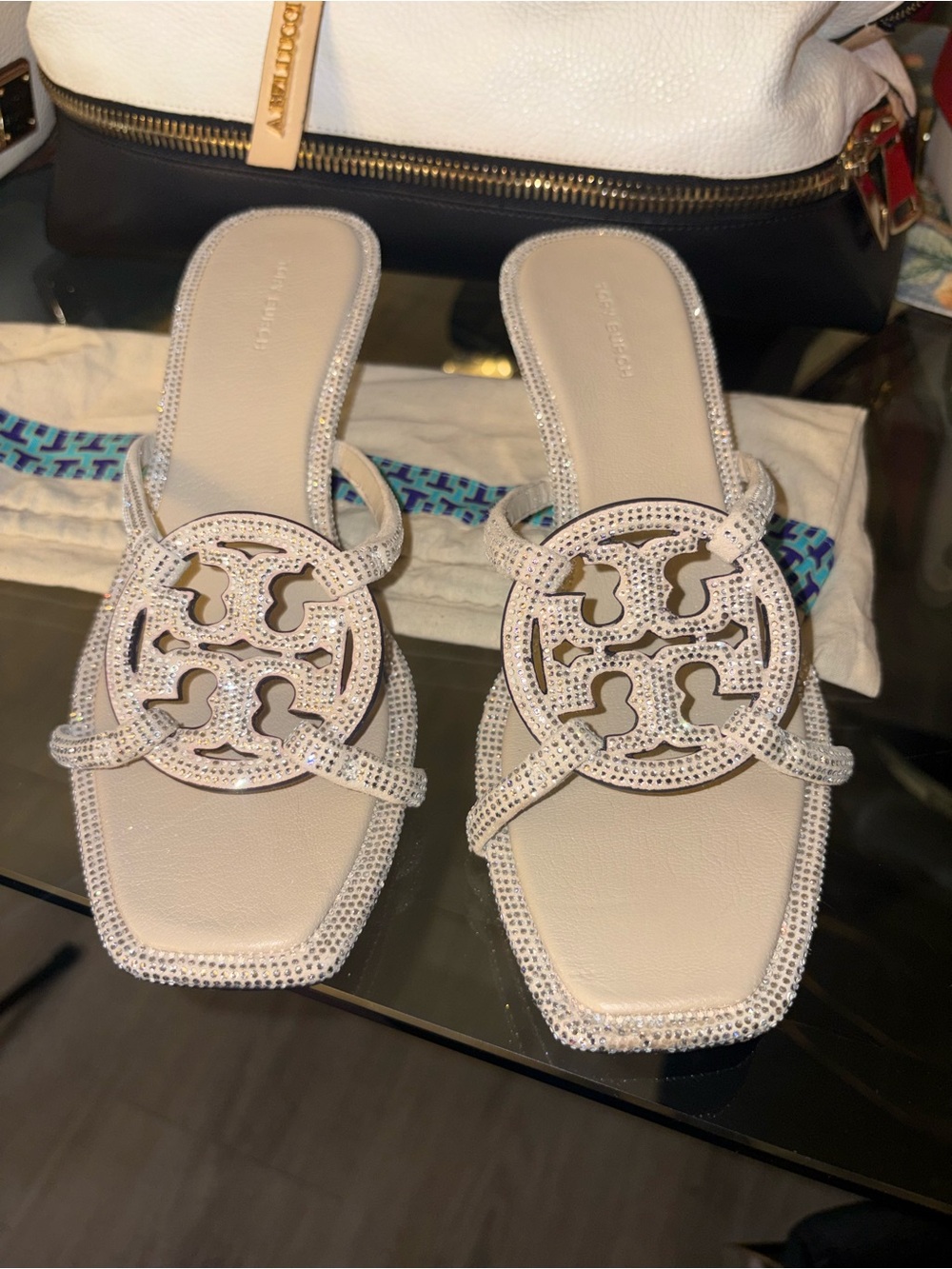 Tory Burch Miller Embellished Sandals like new 9.5